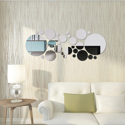 26 PCs 3D Acrylic Mirror Wall Sticker, round Mirror, DIY Bedroom, Bathroom and TV Background Room Sticker Wall Decoration