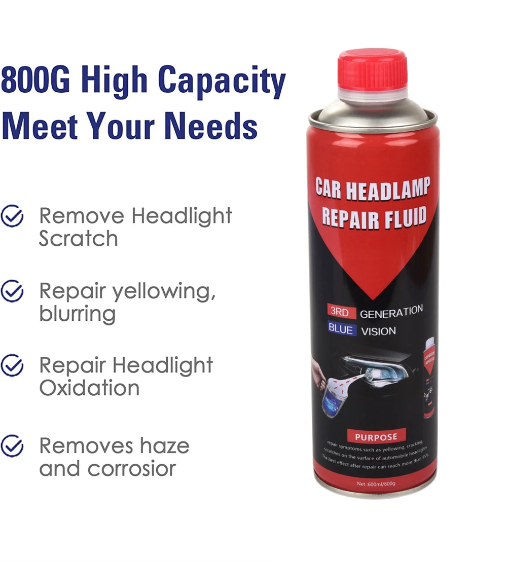 800ML Blue Ice Liquid Head Light Cleaner Car Headlight Repair Fluid Liquid Polymer For Restore Headlight - GOMARRD