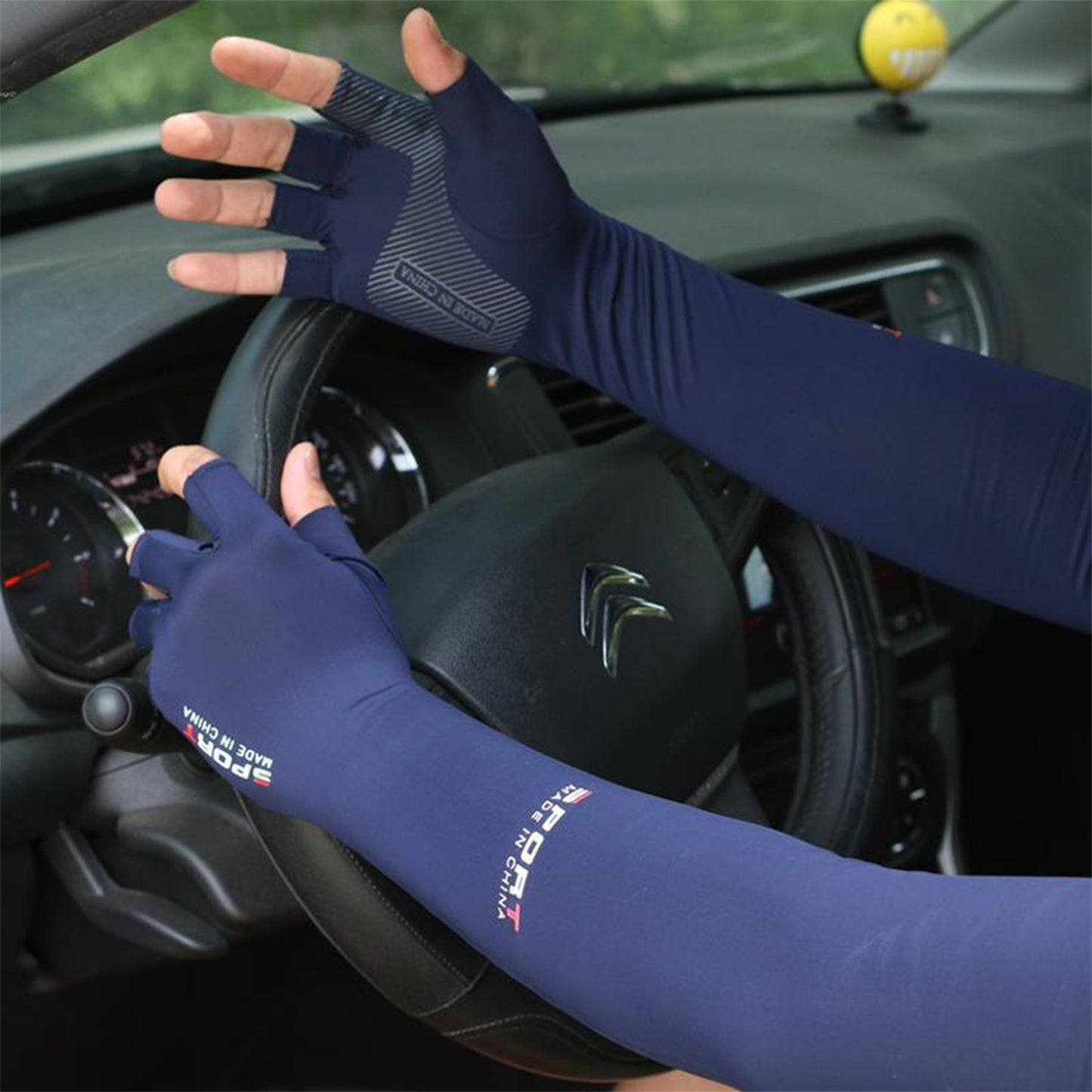 Unisex Breathable Arm Sleeves with Fingerless Gloves UV Protection Cooling Arm Cover for Outdoor Sports and Activities