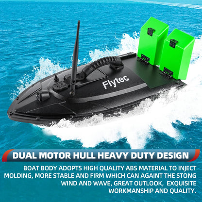 Flytec Fishing Bait Boat 500m Remote Control Bait Boat Dual Motor Fish Finder 1.5KG Loading with LED Light for Fishing