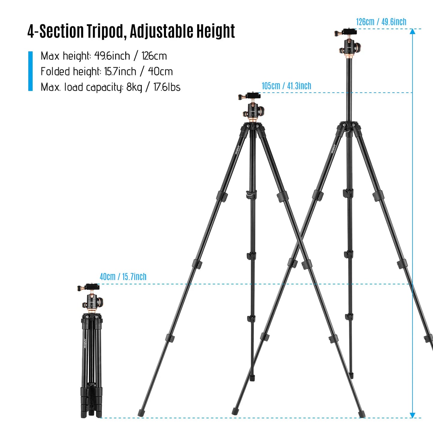 Andoer Q160SA Tripods Camera Tripod with Panoramic Ballhead Tripod for DSLR Digital Cameras Camcorder Canon Nikon Sony Camera