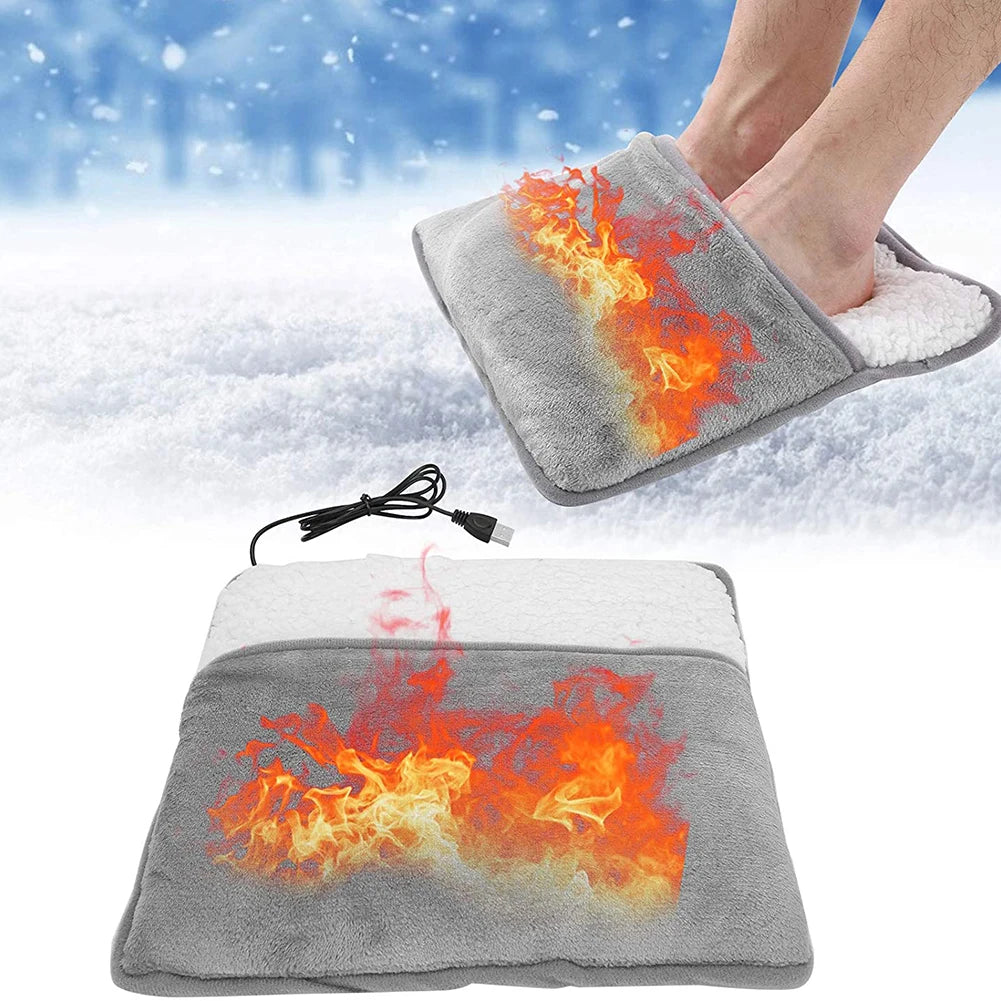 Winter Universal Electric Foot Heating Pad USB Charging Washable Household Foot Warmer Heater Soft Plush Foot Warming Mat 29cm - GOMARRD