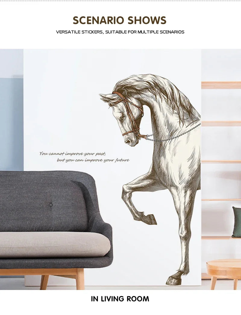 Creative sketch steed wall sticker living room wall decor home decor self-adhesive stickers room decoration entrance decoration - GOMARRD