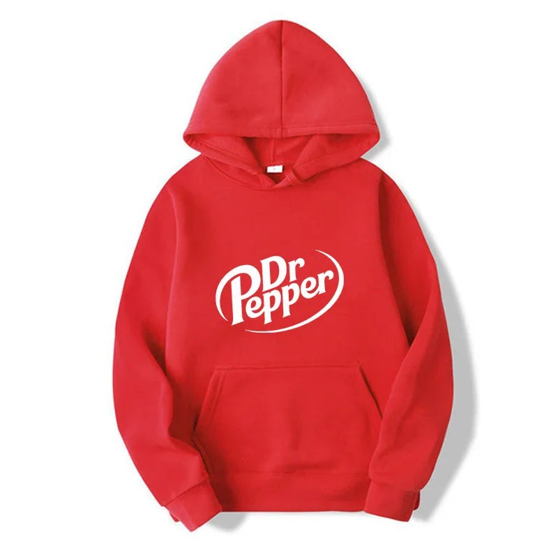 Autumn Warm Dr Pepper Letter Printed Hoodies Street Men Fashion Fleece Sweatshirts Casual Unisex Pullover Tops - GOMARRD