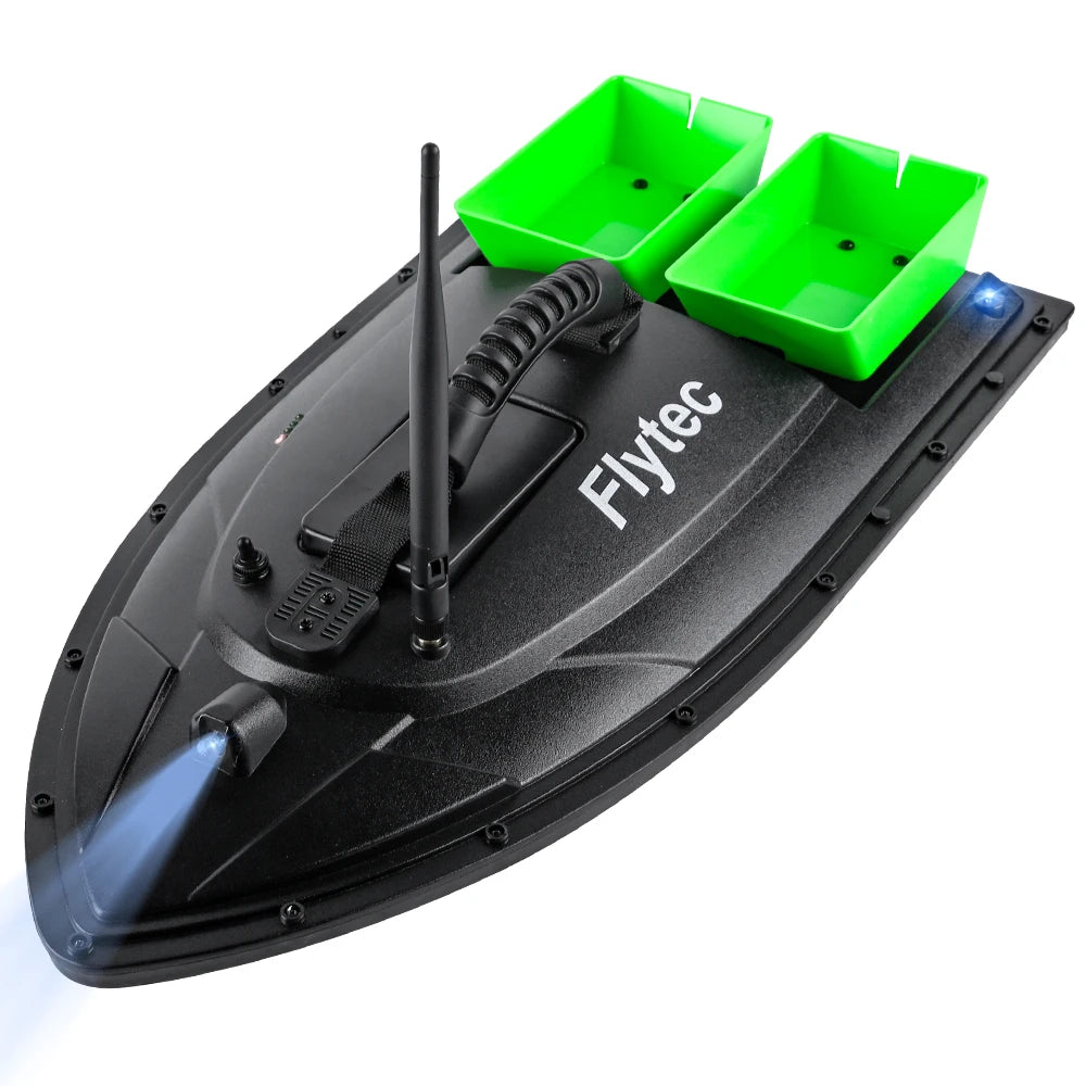 Flytec Fishing Bait Boat 500m Remote Control Bait Boat Dual Motor Fish Finder 1.5KG Loading with LED Light for Fishing