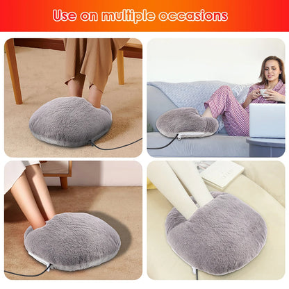 USB Winter Electric Foot Heating Pad Under Desk Household Foot Warmer Heater Soft Plush Foot Warming Thermostat Mat Warm Pad - GOMARRD