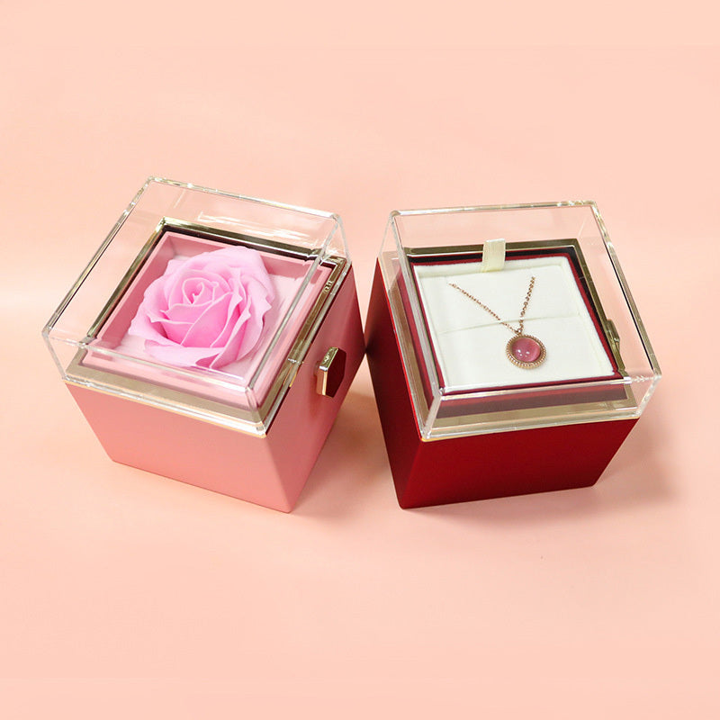 Rotating Soap Flower Rose Gift Box Creative Rotating Rose Jewelry Packaging Box Valentine's Day Gift For Women - GOMARRD