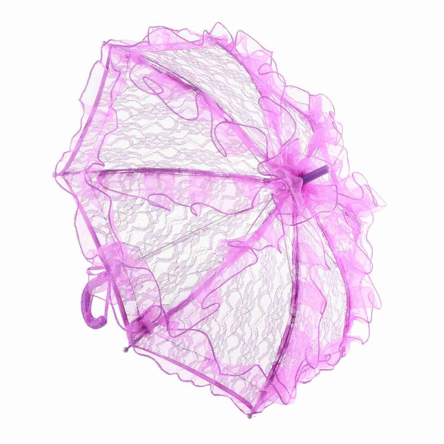 Bridal Lace Cotton Umbrella for Wedding Parties Dancing Photography Prop (Purple)