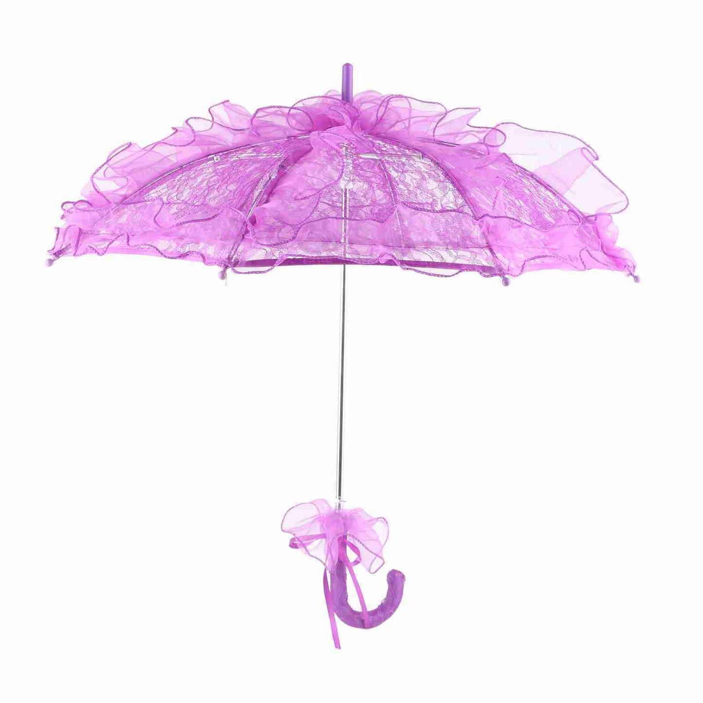 Bridal Lace Cotton Umbrella for Wedding Parties Dancing Photography Prop (Purple)