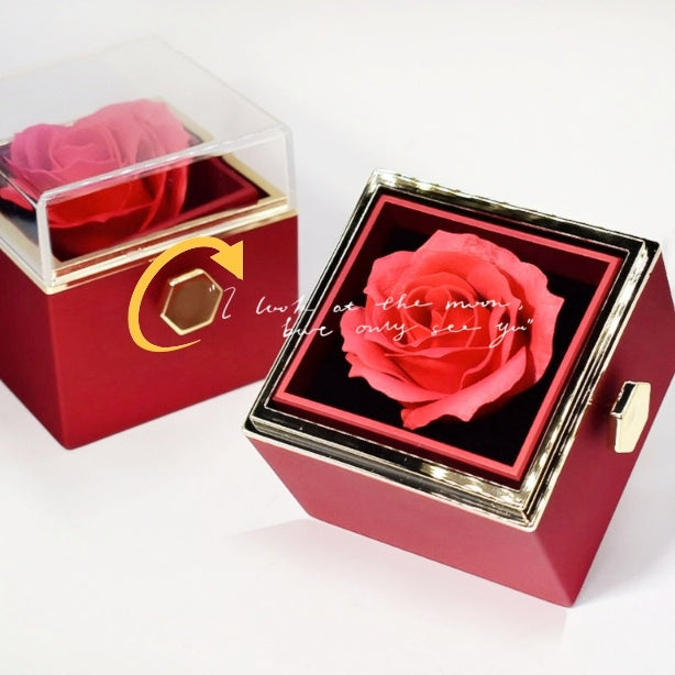 Rotating Soap Flower Rose Gift Box Creative Rotating Rose Jewelry Packaging Box Valentine's Day Gift For Women - GOMARRD