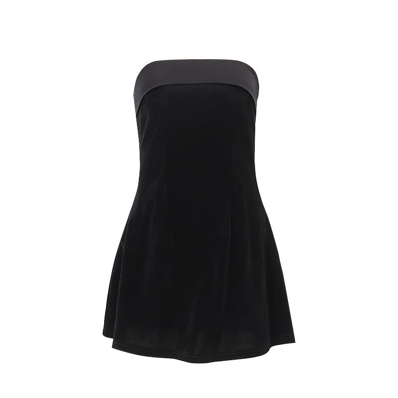 Ins Slim Tube-top Dress Fashion Zipper A-line Short Dresses Party Evening Clothing For Women - GOMARRD