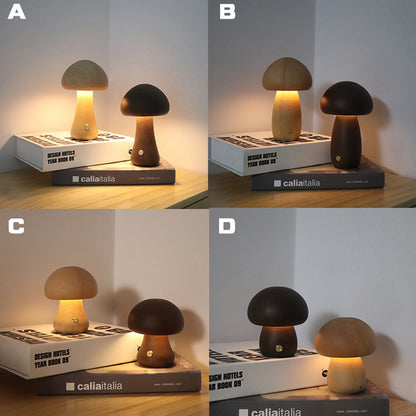 INS Wooden Cute Mushroom LED Night Light With Touch Switch  Bedside Table Lamp For Bedroom Childrens Room Sleeping Night Lamps Home Decor