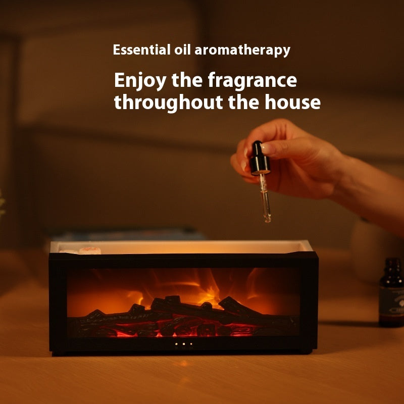 New Flame Aromatherapy Machine Colorful Essential Oil Diffuser Home Large Fog Volume Flame Humidifier 3D Flame Fireplace Machine - GOMARRD