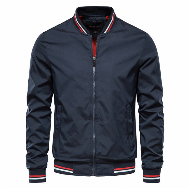 Men's Striped Zip-up Jacket With Pockets Fashion Casual Outerwear Sports Baseball Clothing Spring And Fall - GOMARRD