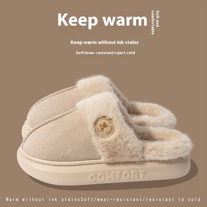 New Plush Slippers For Women Men Winter Warm Home Slipper Indoor Thick-soled Fleece Shoes - GOMARRD